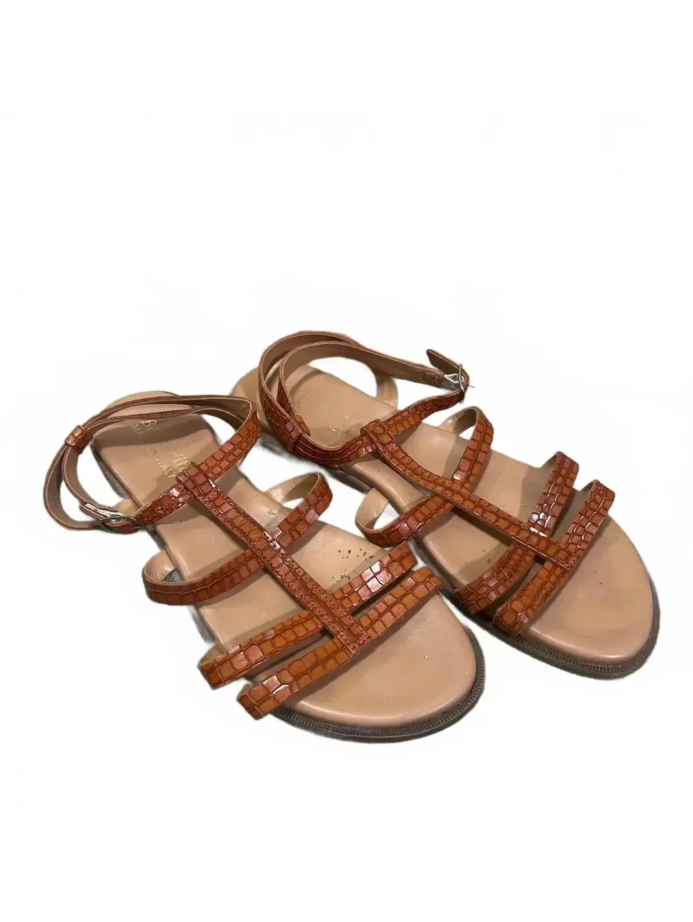 Bella Vita Croc Embossed Leather Strappy Sandals Made in Italy Size 8.5 W
